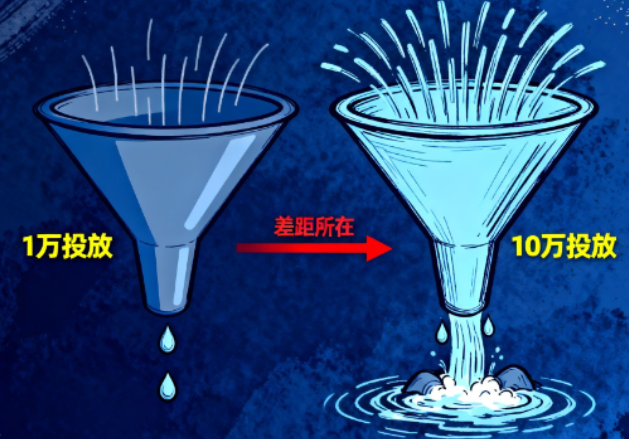 1万和10万的投流差距，不是数字差距，而是思维层级的差距